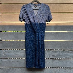 Banana Republic - Blue leopard faux wrap dress - Small